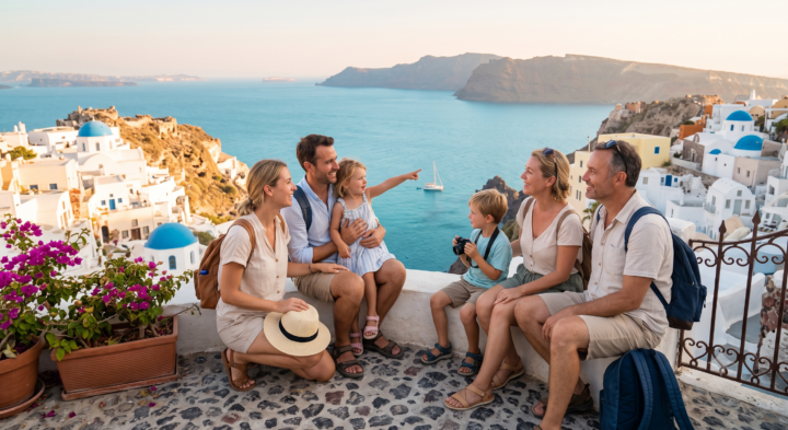 famiglia in vacanza in grecia