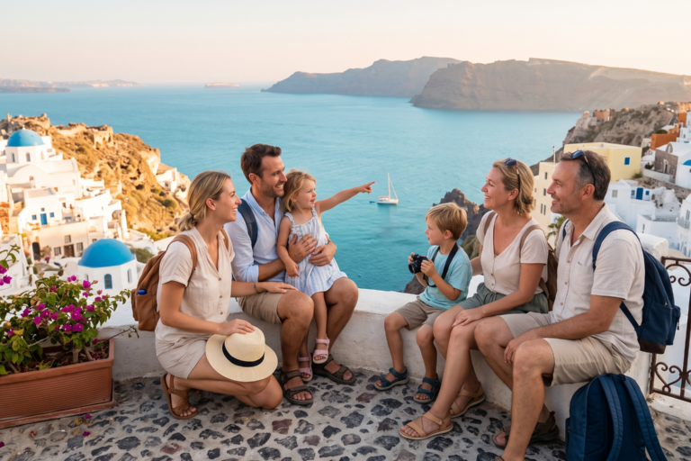 famiglia in vacanza in grecia
